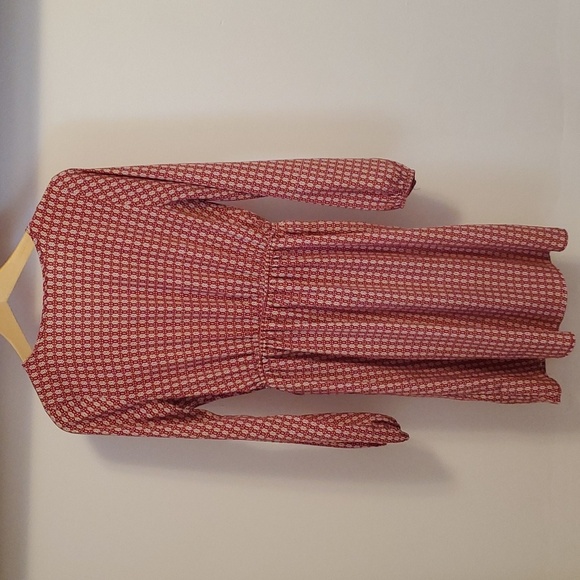 Vintage Fervour long sleeve dress. Red, white, navy blue pattern. Boho. Size M. - Picture 2 of 13